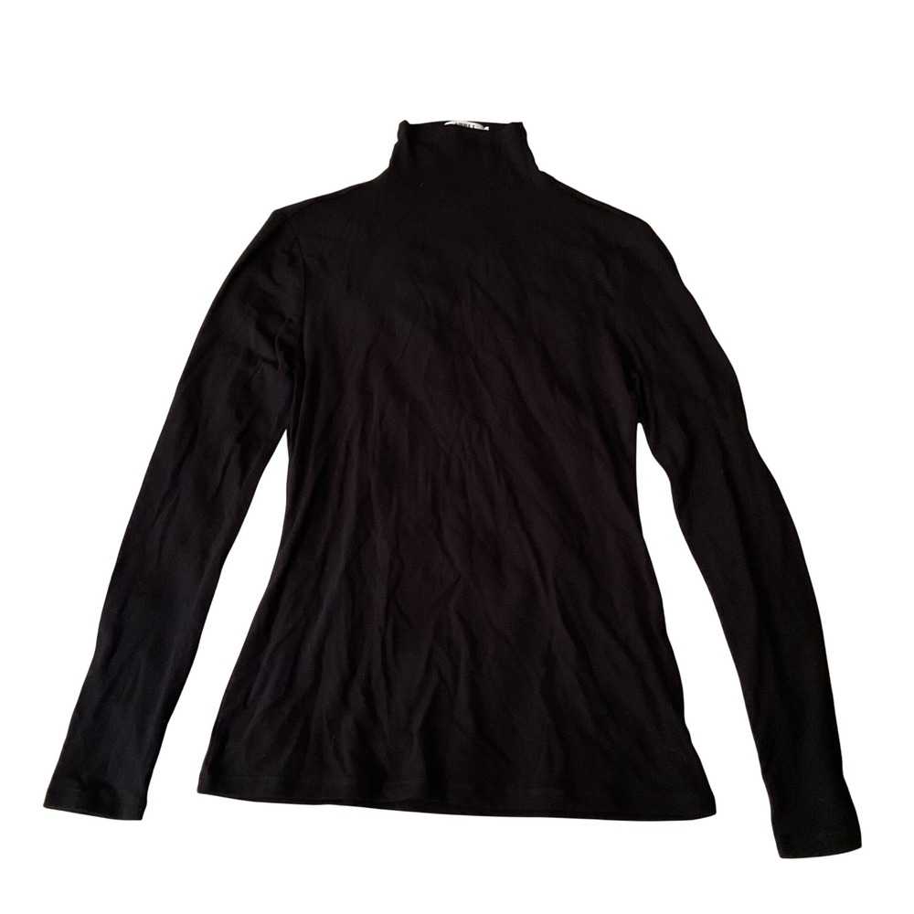 APRLL Womens Black Long Sleeve Turtleneck Mock Neck Slim Fit Layering Top Size M